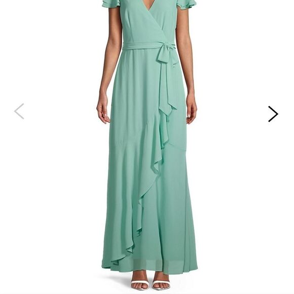 Eliza J Mint Faux-Wrap Ruffled Maxi Dress - Picture 5 of 16